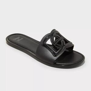 Women's Dove Cut Out Slide Sandals Black Size 7